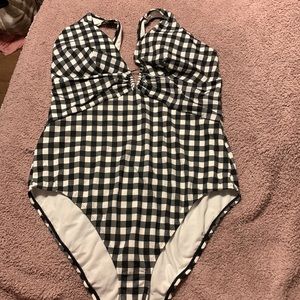 Adore me black and white gingham one piece swimsuit 3X